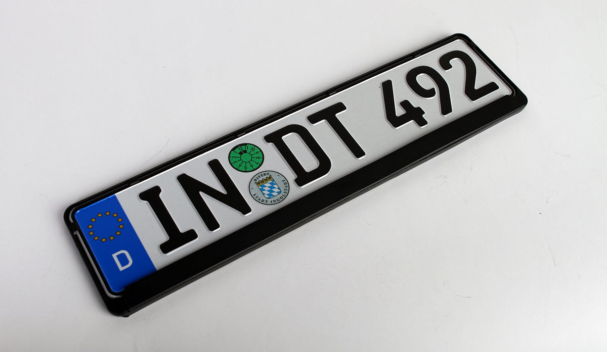 European License Plates lifestyle roadside compact car showing finished look