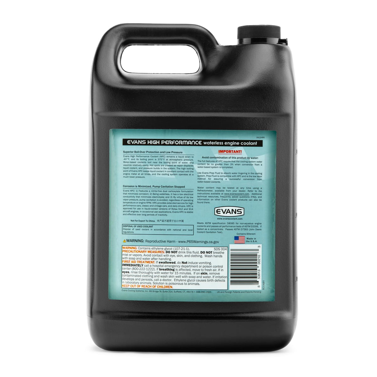 EVANS EC53001 bottle closeup highlighting durable packaging and clear labeling