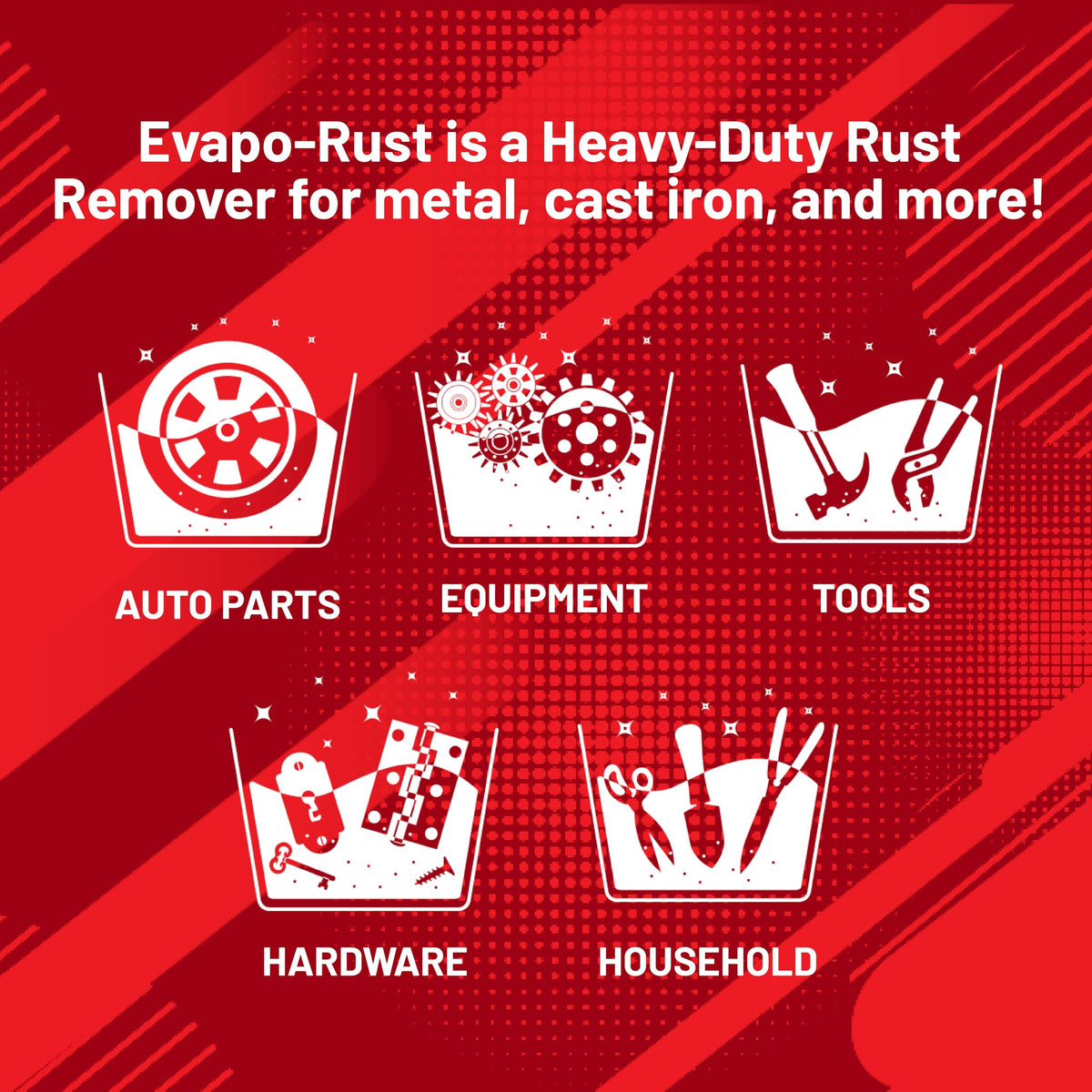 Evapo-Rust texture in a container showing water-based solution ready for use