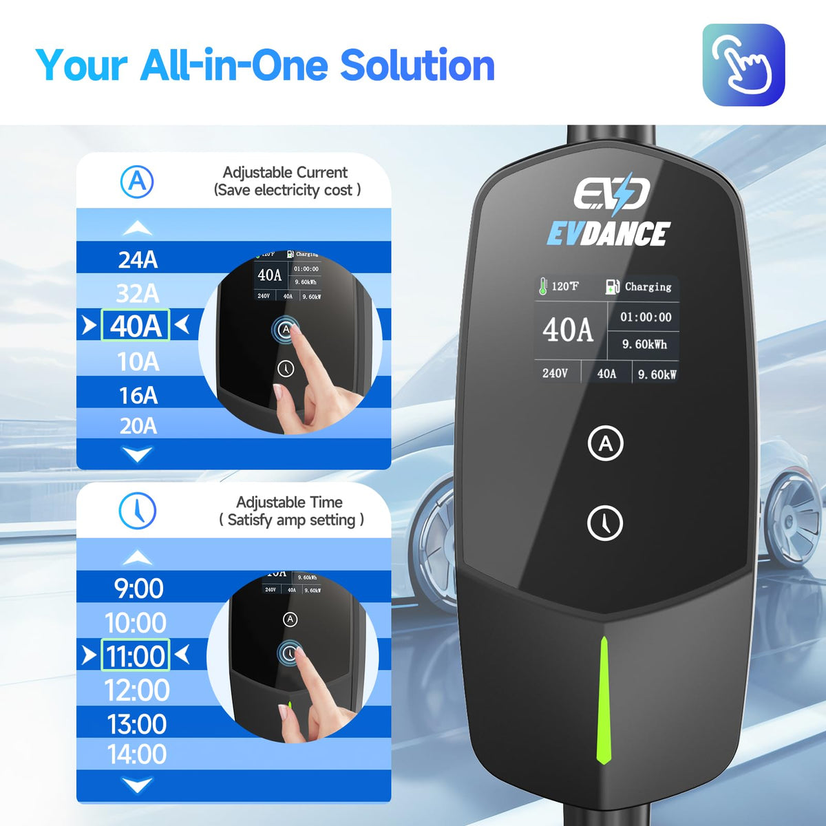 EVDANCE 25ft cable fully extended showing flexible reach benefit