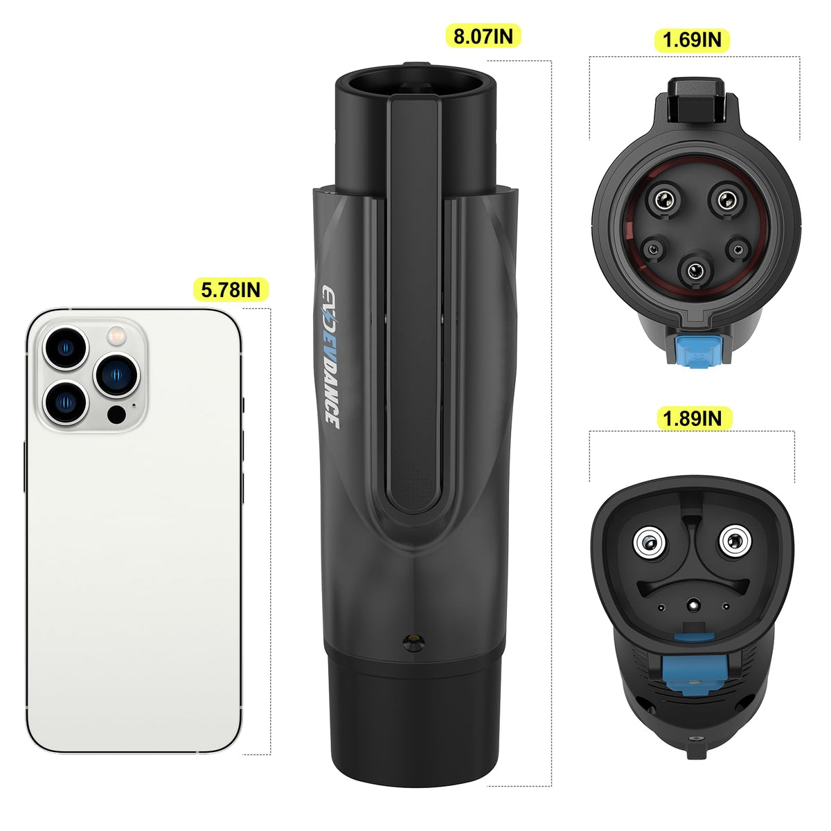 EVDANCE adapter plugged into a Tesla Destination Charger enabling high-power charging