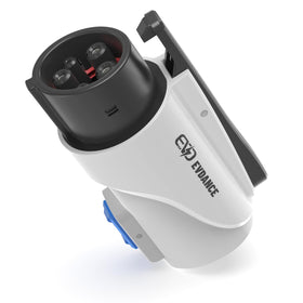 EVDANCE adapter front view showing compact design and fast charging benefit