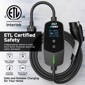 EVDANCE 25ft cable stretched to show flexible positioning benefit