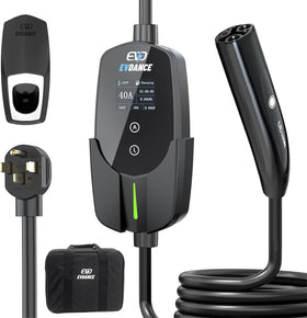 EVDANCE front unit showing portable home charger and compact design benefit
