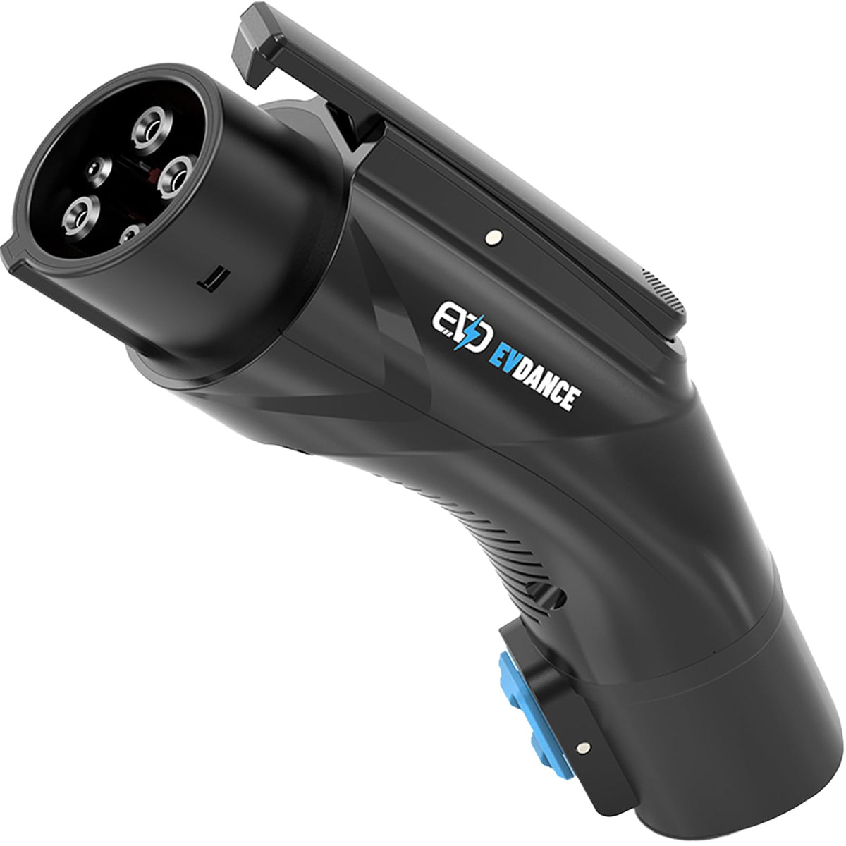 EVDANCE front view adapter showing plug shape and durable housing for reliable charging