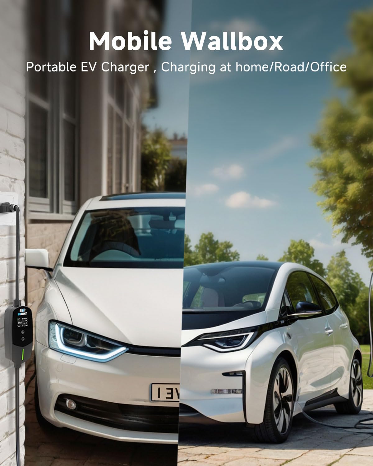 EVDANCE charger plugged into home EV demonstrating convenient everyday charging benefit