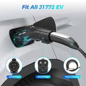 EVDANCE adapter stored in a car trunk ready for on-the-go charging convenience