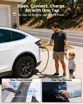 EVDANCE close-up of NACS Tesla connector showing secure fit for Teslas
