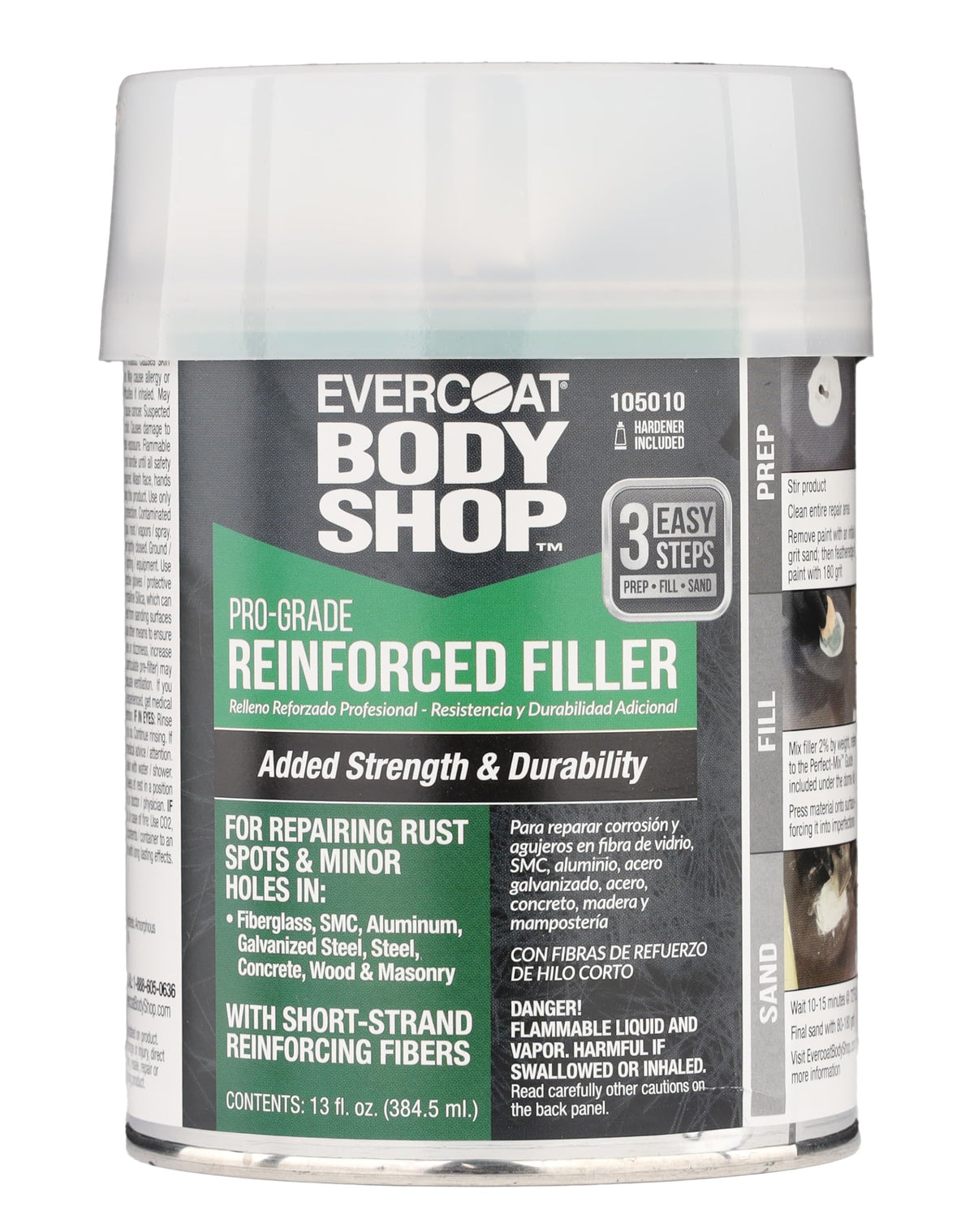 Evercoat Body Shop front can showing label and size for easy identification and purchase