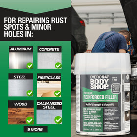 Evercoat Body Shop in garage repair lifestyle scene showing durable finish and professional result
