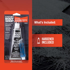 Evercoat Body Shop cream hardener with putty tube open for easy mixing