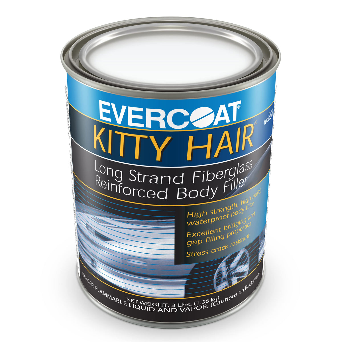 Evercoat Everocat front tub showing product label and capacity benefit