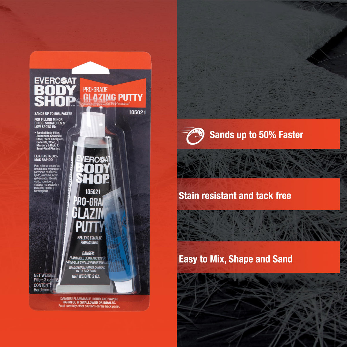 Evercoat Body Shop applying putty to aluminum door ding for fast repair