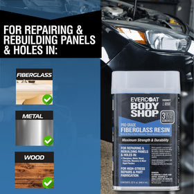 Evercoat Body Shop resin with included liquid hardener ready to mix for reliable cure