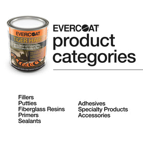 Evercoat Tiger Hair container next to a hand for scale showing practical 32 fl oz size