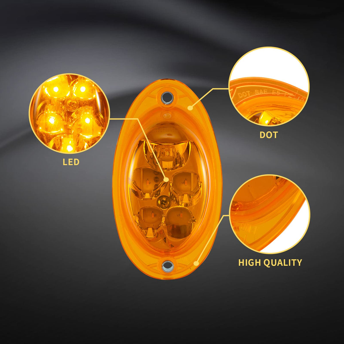 EVERESTHD close-up of five amber LEDs highlighting strong illumination