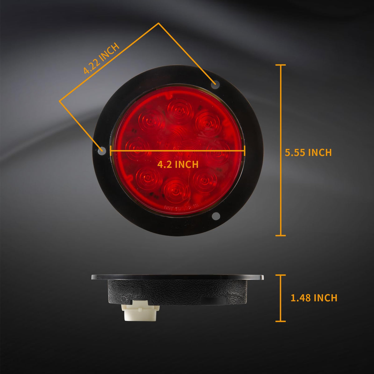 EVERESTHD lamp next to ruler showing 4-inch size for accurate fit confirmation