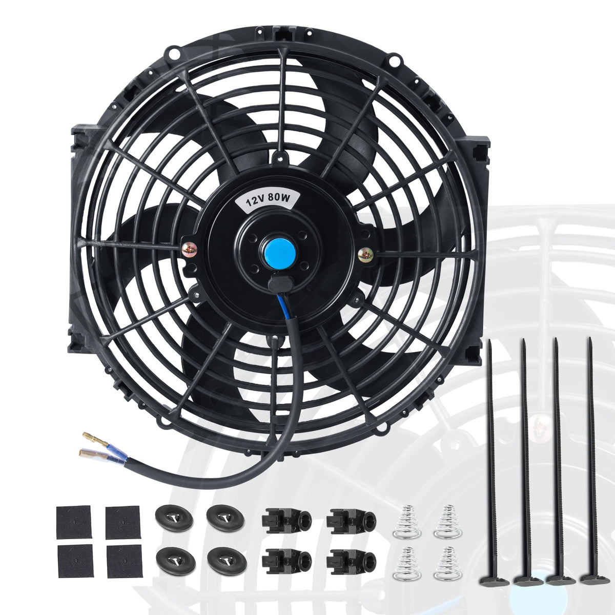 EVERESTWAY front view of 10-inch fan showing slim profile and high airflow benefit