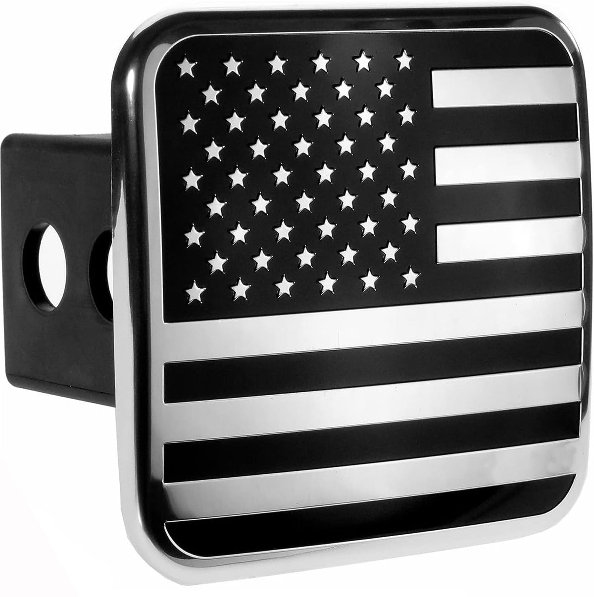 eVerHITCH front faceplate showing black chrome flag for durable styling