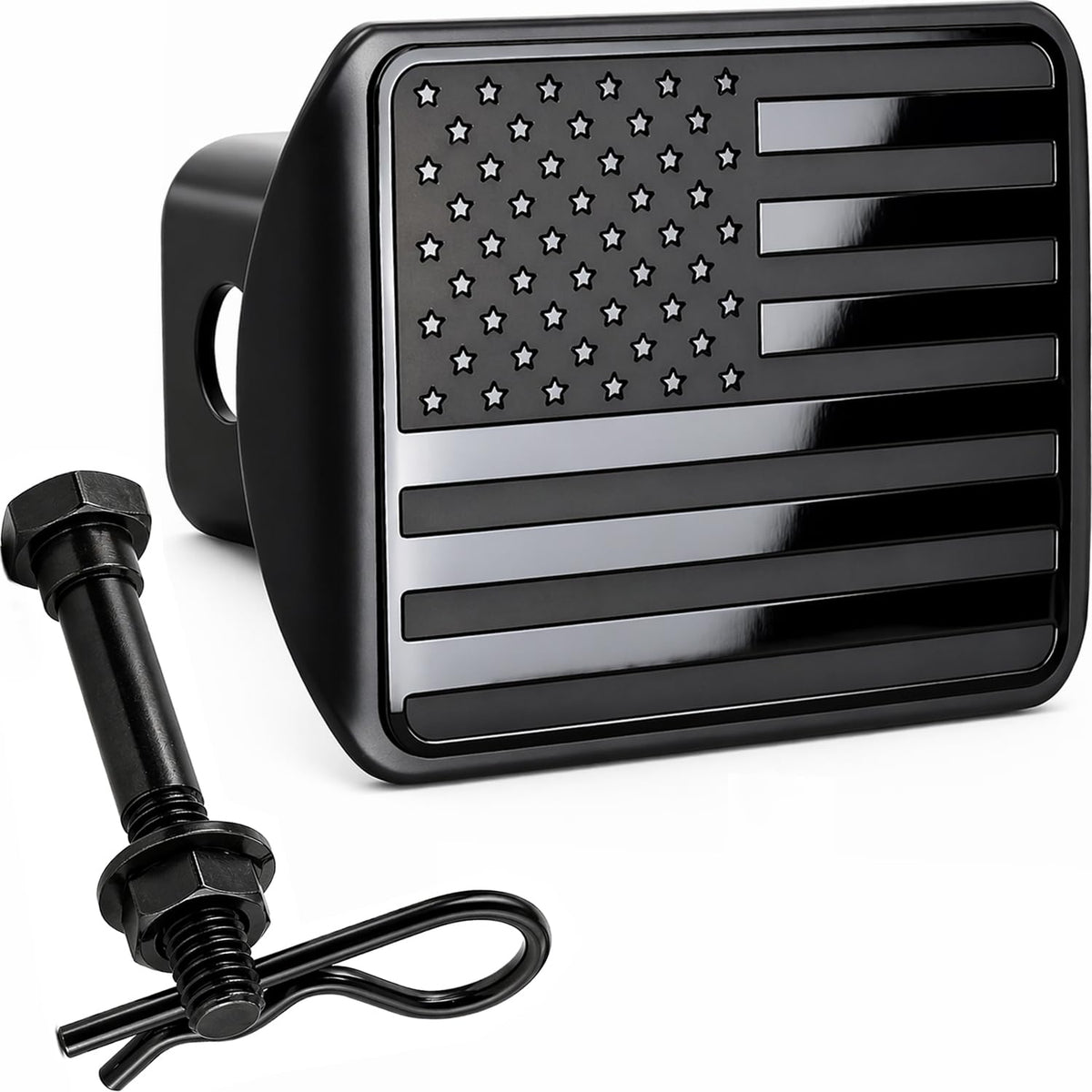 eVerHITCH front view showing flag emblem and low-profile protection