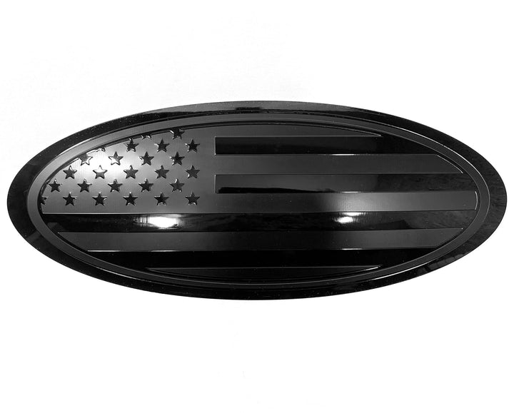 eVerHITCH front view emblem on tailgate showing sleek black finish and precise fit