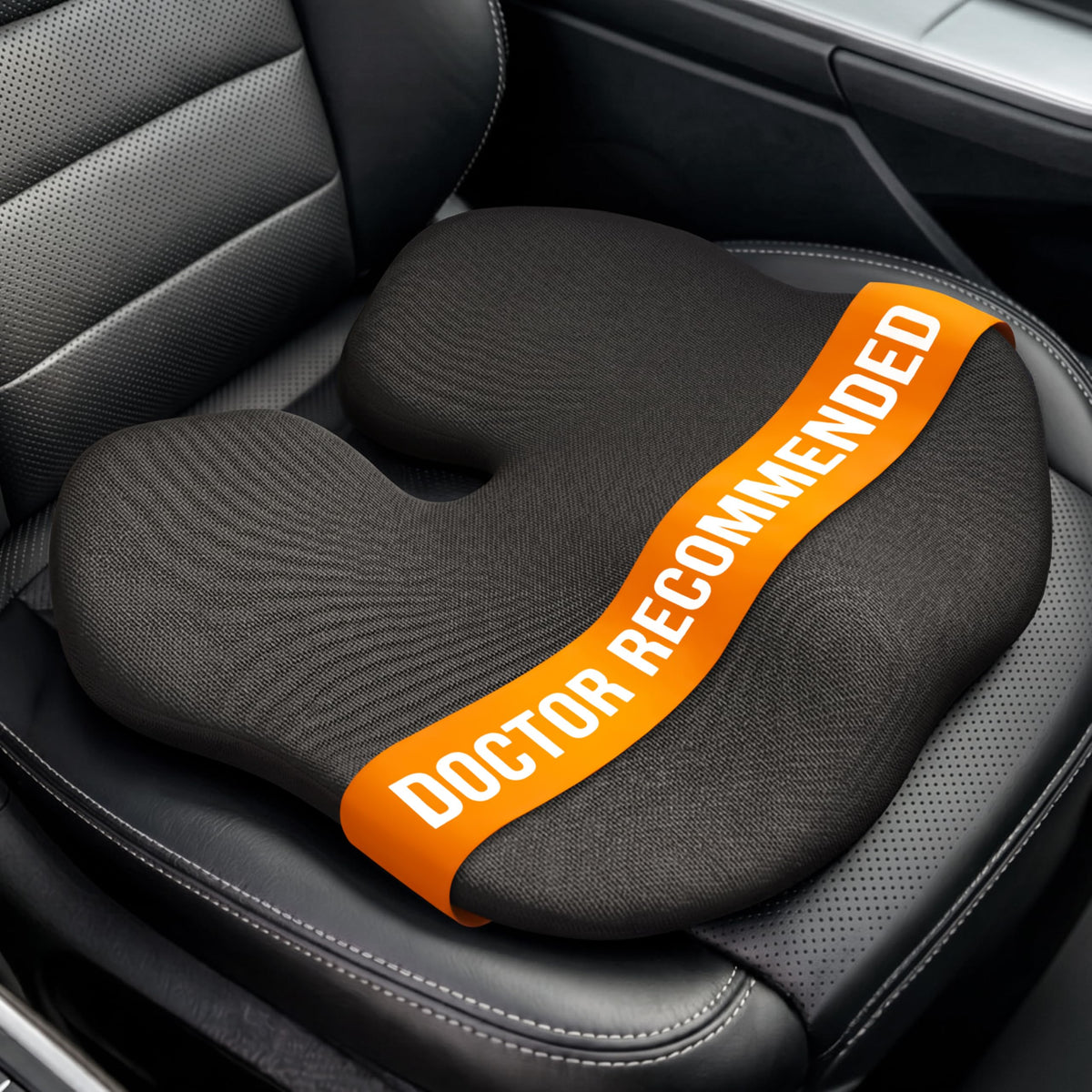 Everlasting Comfort front view car cushion showing shape and support benefits