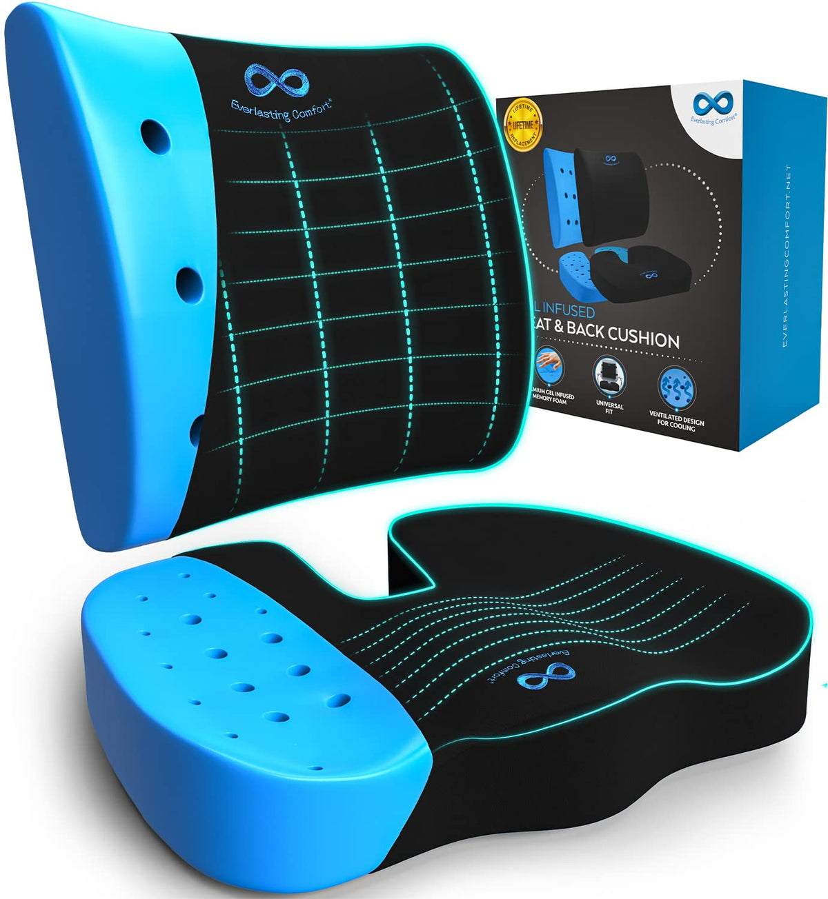 Everlasting Comfort front view of cushion showing ergonomic U-shape and stability benefit