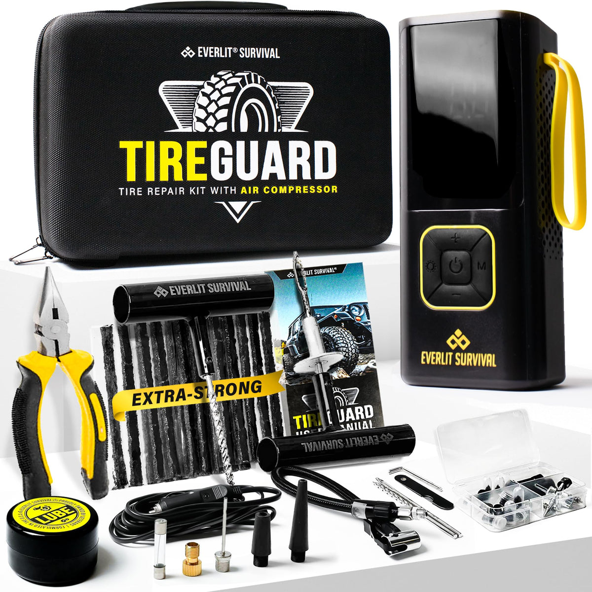 EVERLIT case open showing organized kit for fast roadside repairs