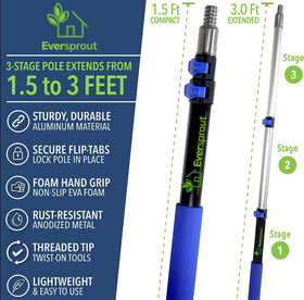 EVERSPROUT brush head attached to pole showing secure connection benefit