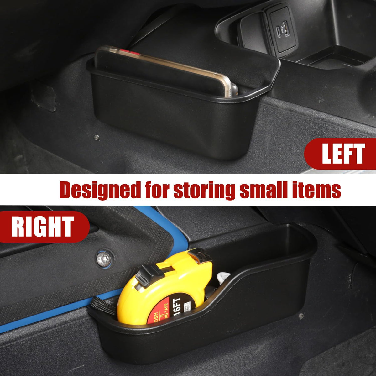 EVGoXMods installed in Bronco gear-side console for tidy cabin organization
