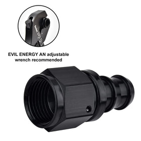 EVIL ENERGY fitting installed in engine bay demonstrating clean fuel line routing benefit