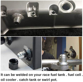 EVIL ENERGY welded bung installed in tank showing professional fitment