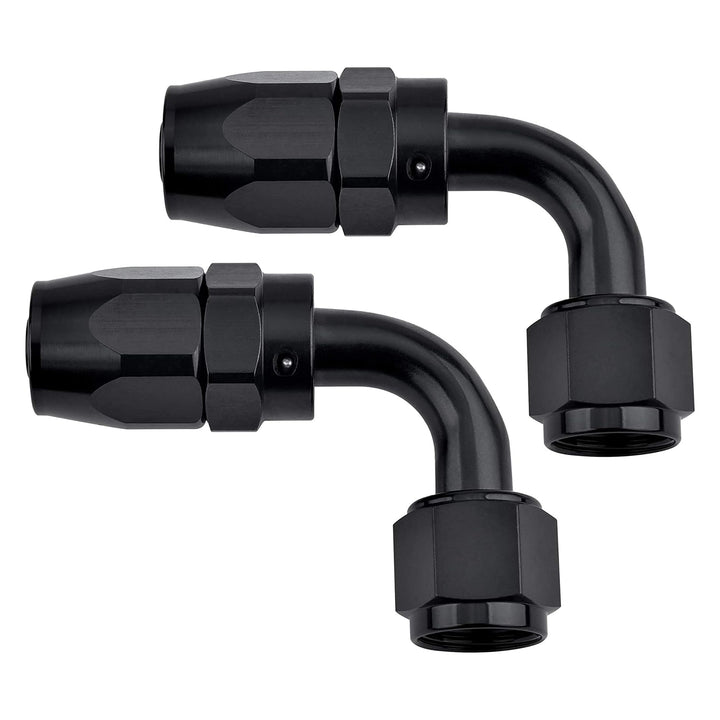 EVIL ENERGY front view showing 12AN 90 degree swivel fitting and anodized finish for durability