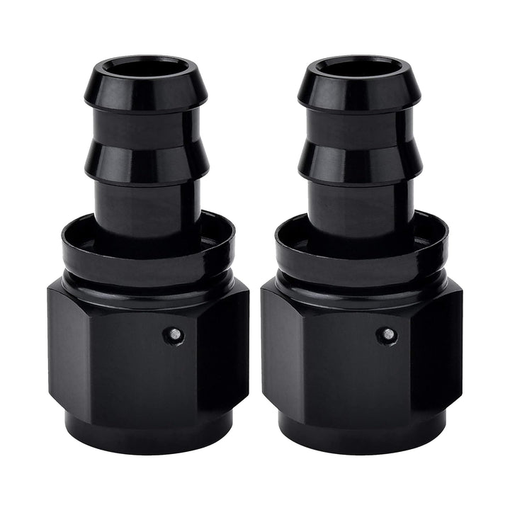 EVIL ENERGY front view of 12AN straight fitting showing black finish for durability