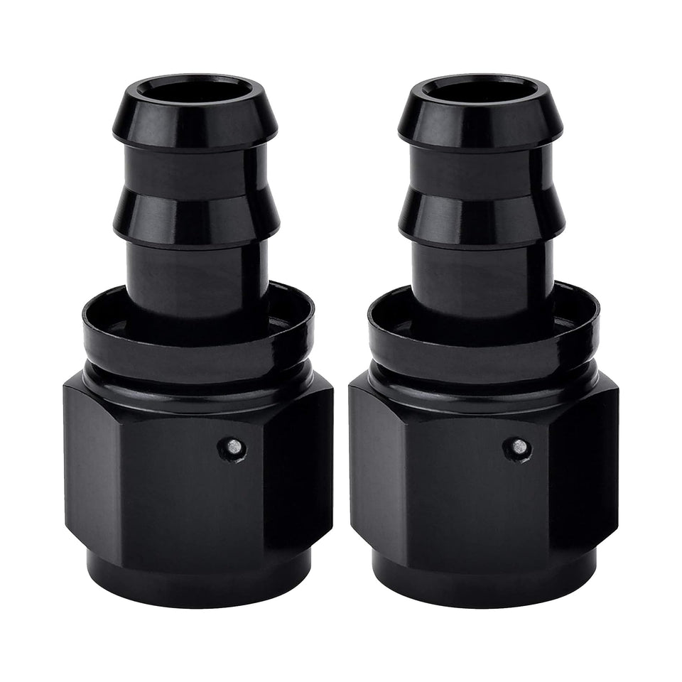 EVIL ENERGY front view of 12AN straight fitting showing black finish for durability