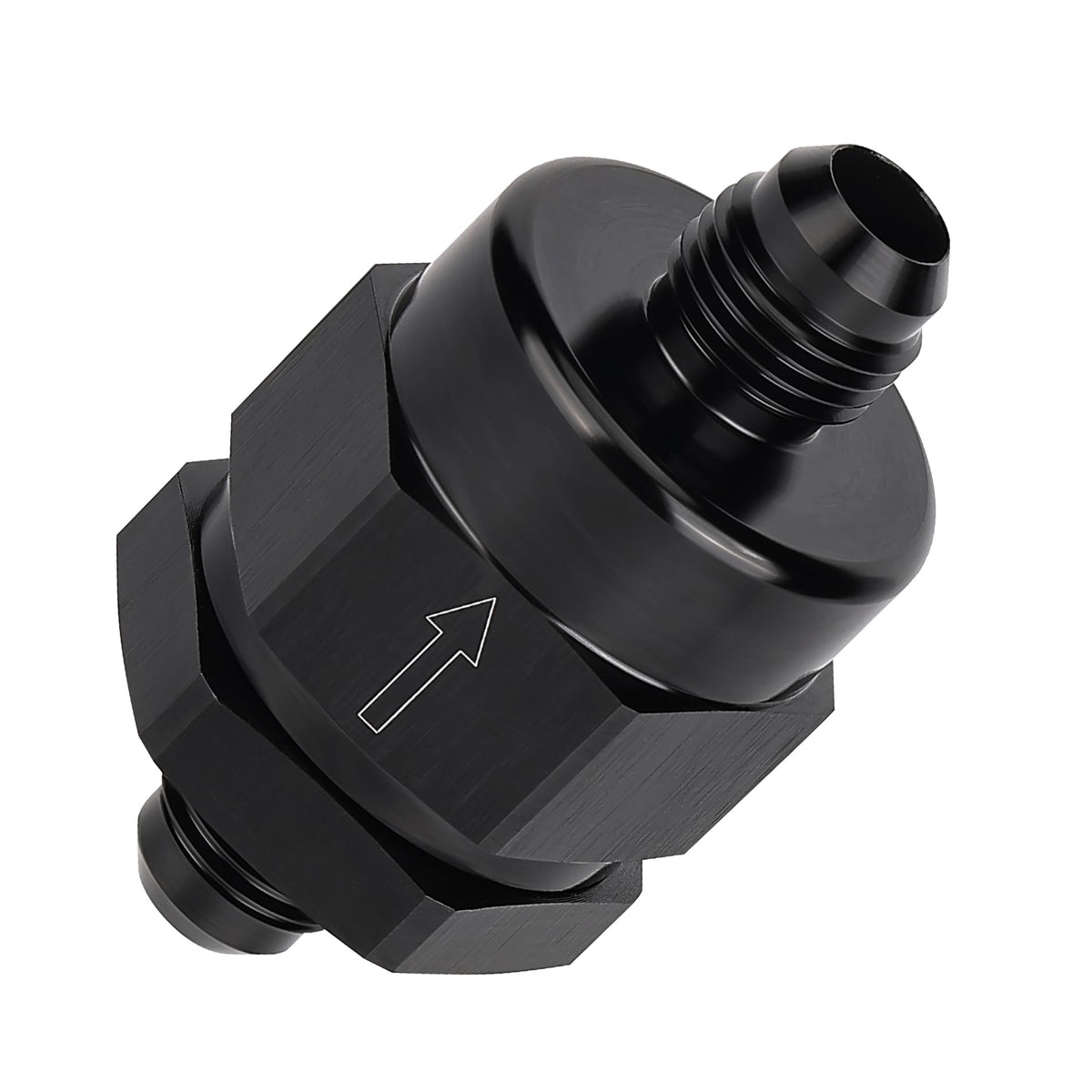 EVIL ENERGY front view of 6AN check valve showing compact design and durability
