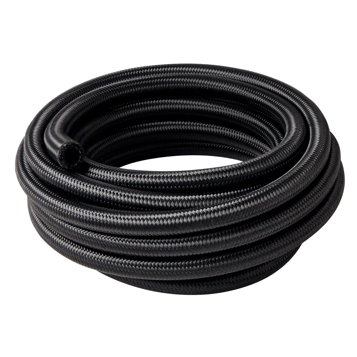 EVIL ENERGY front view of 6AN braided fuel line showing packaging and label benefit