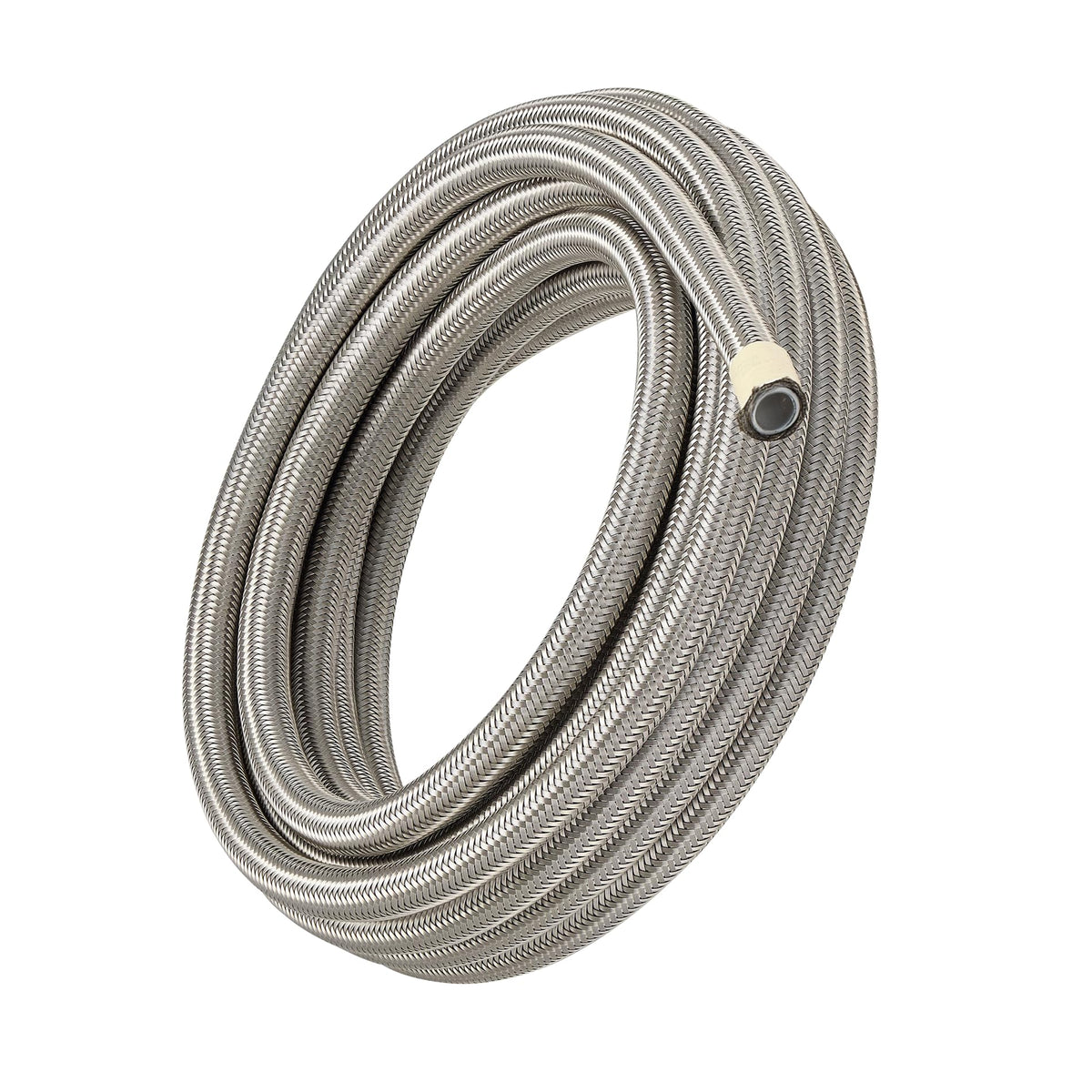 EVIL ENERGY 6AN fuel hose front view showing full 10ft length and silver braid for durable routing