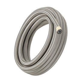 EVIL ENERGY 6AN fuel hose front view showing full 10ft length and silver braid for durable routing