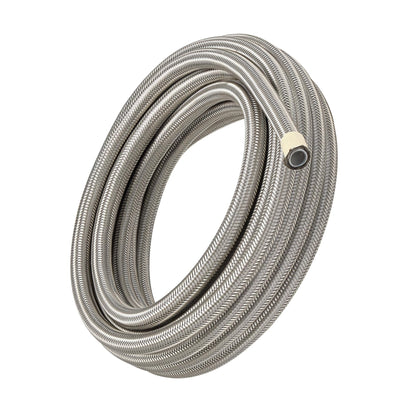 EVIL ENERGY 6AN fuel hose front view showing full 10ft length and silver braid for durable routing
