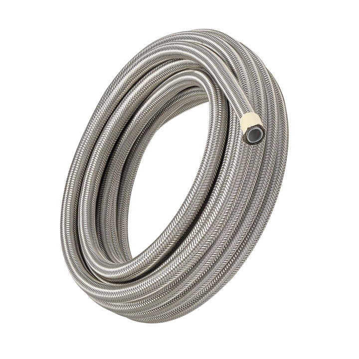 EVIL ENERGY 6AN fuel hose front view showing full 10ft length and silver braid for durable routing