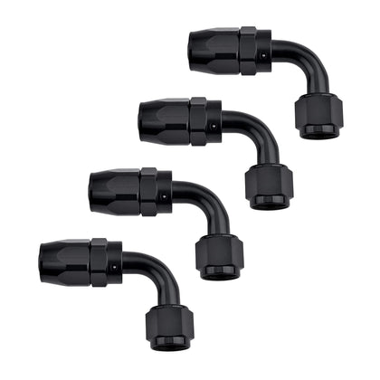 EVIL ENERGY front view of 8AN 90° fitting showing compact profile and durable finish