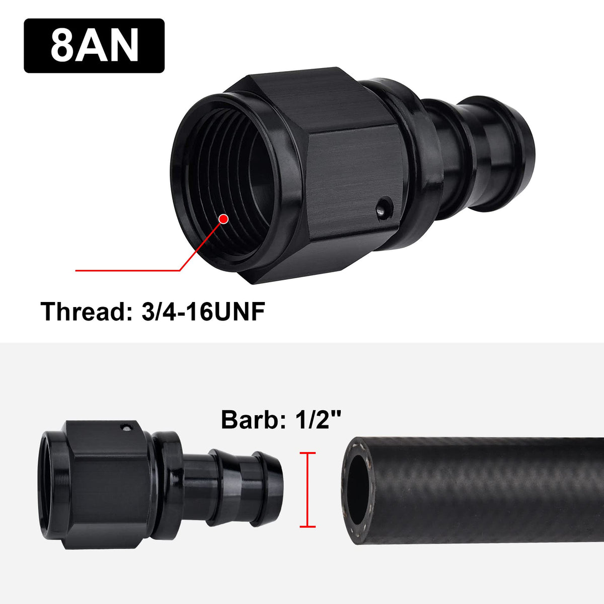 EVIL ENERGY close-up of 3/4-16 UNF thread detailing precise machining and secure connection benefit
