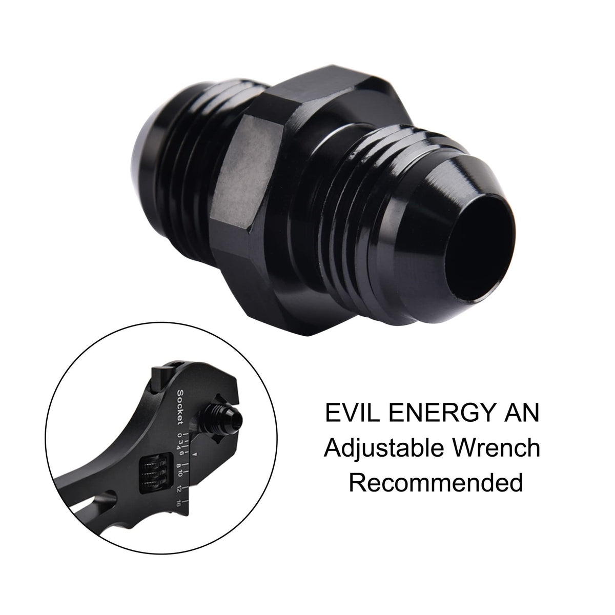 EVIL ENERGY coupler beside a wrench showing scale and easy-handling for quick installs