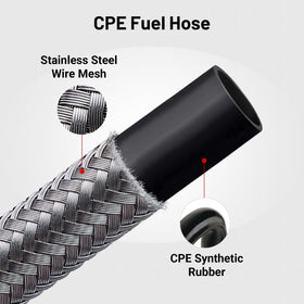 EVIL ENERGY cut hose end showing inner CPE tube and 0.41 inch ID for accurate sizing
