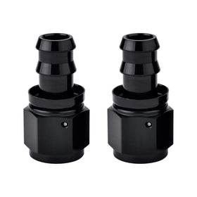 EVIL ENERGY front view of black 8AN straight fitting showing compact shape and finish benefit