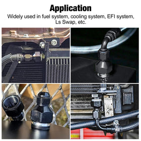 EVIL ENERGY adapter mounted on a fuel line demonstrating compatibility with EFI components and tidy routing