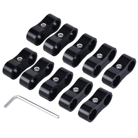 EVIL ENERGY front view of ten black AN10 clamps showing neat packaging and durable finish