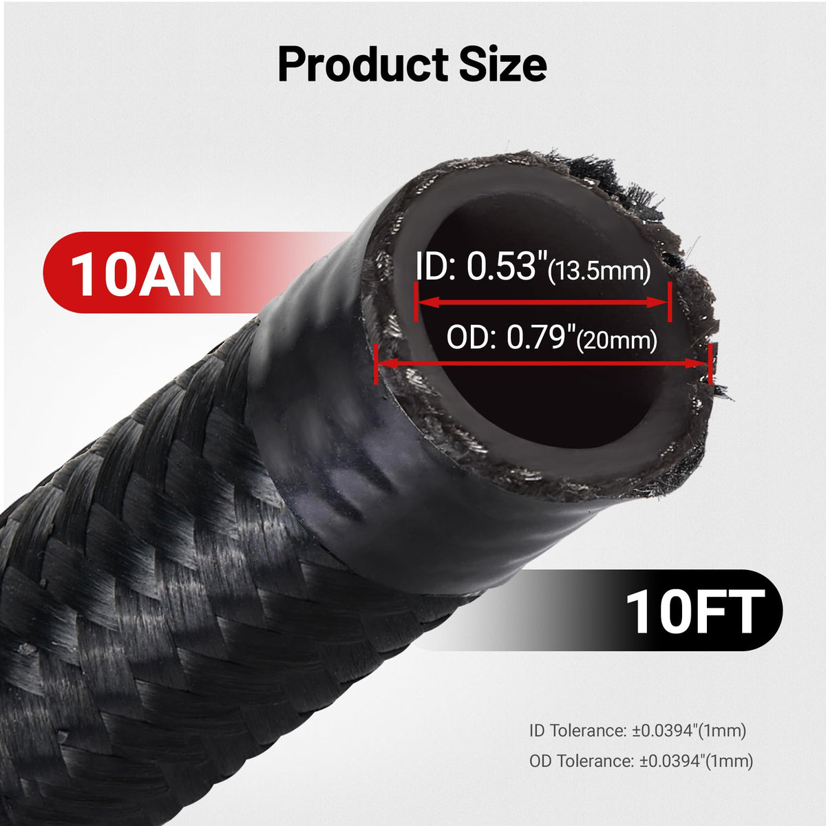 EVIL ENERGY cut end showing CPE inner tube and wire reinforcement, illustrates chemical resistance