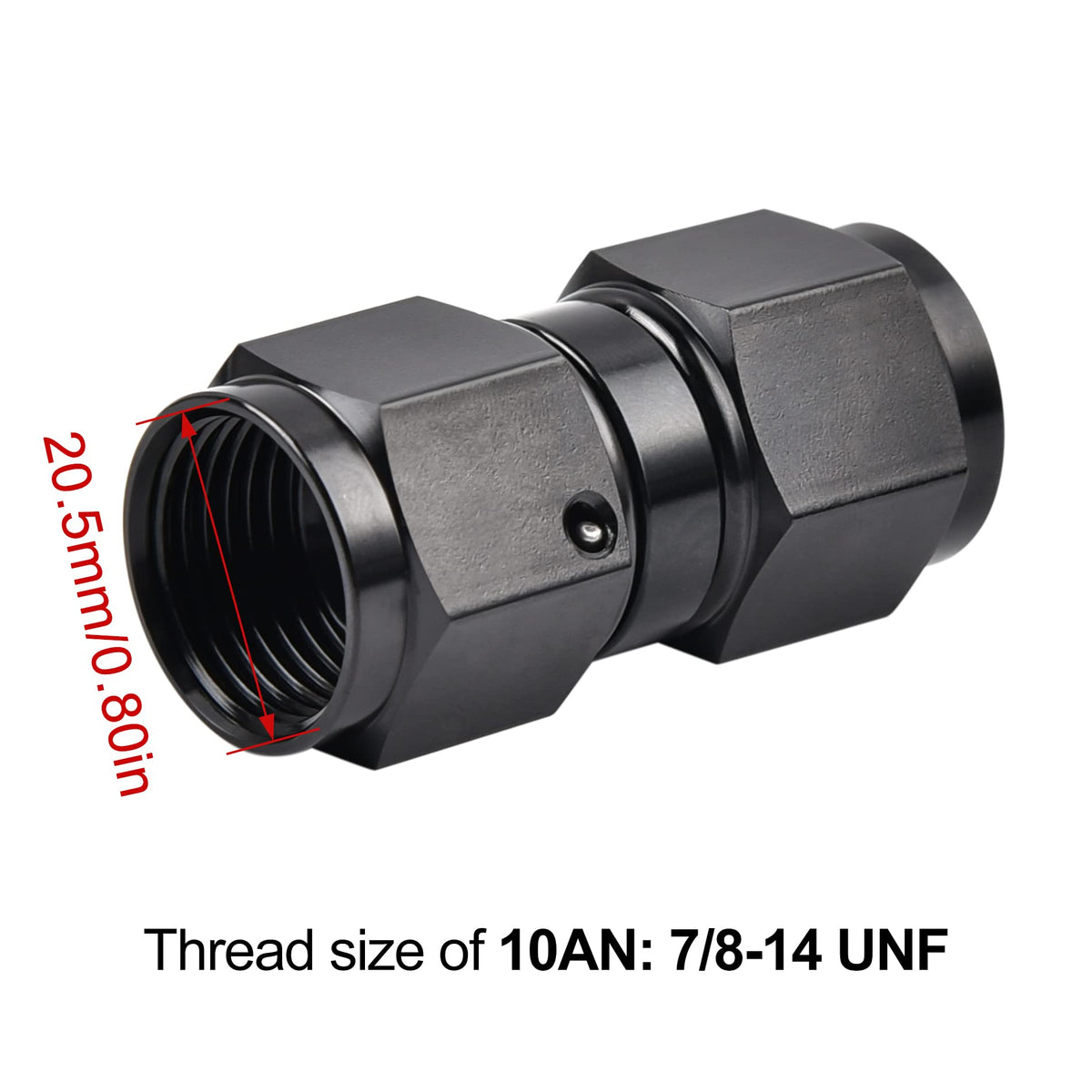 EVIL ENERGY detailed shot of the 360-degree swivel joint for easy hose rotation and alignment
